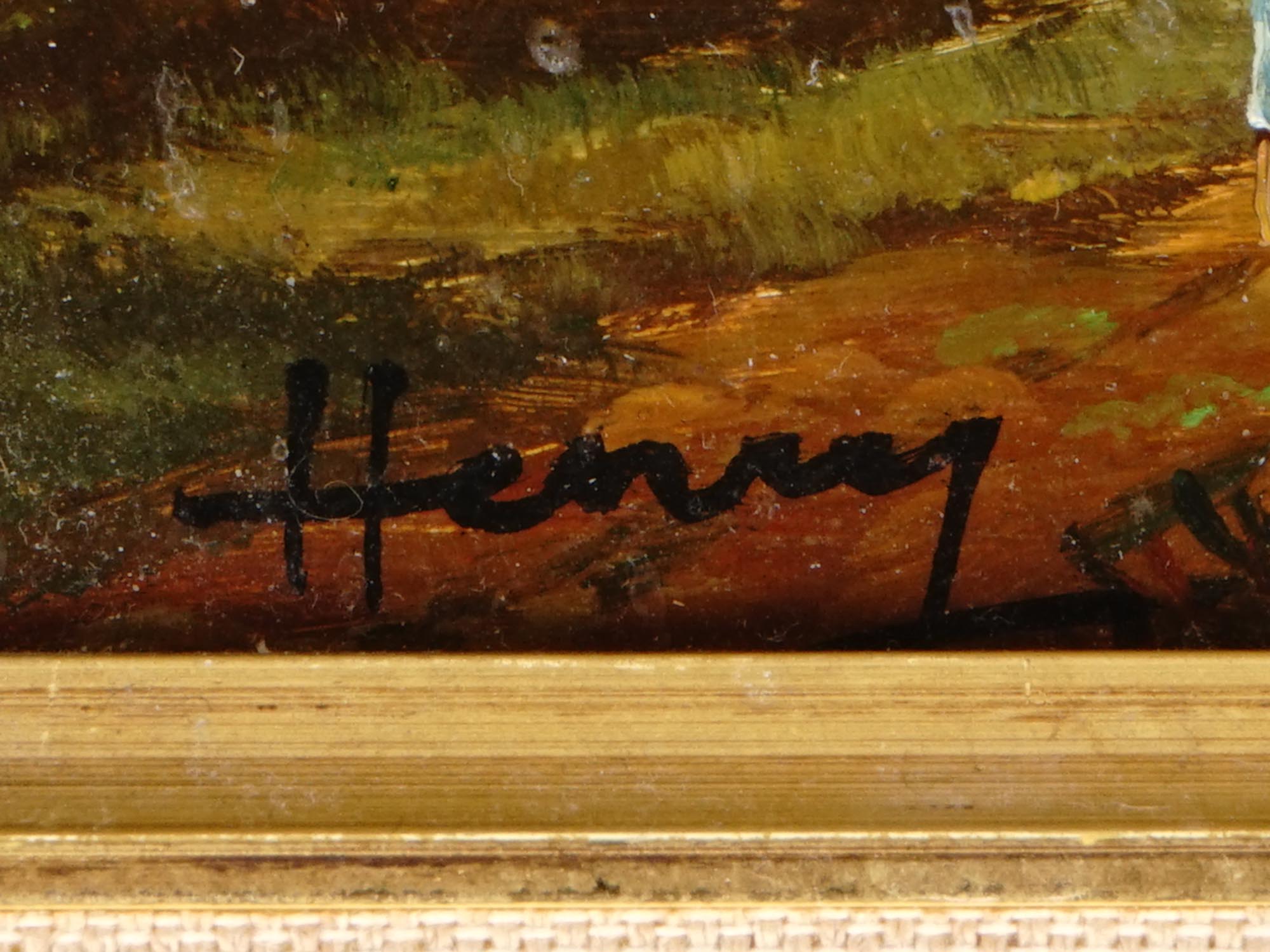 AMERICAN MINATURE PAINTING ON WOOD SIGNED HENRY PIC-2